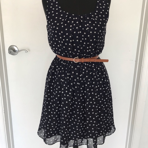 Polkadot Dress Navy Blue, - Picture 1 of 4